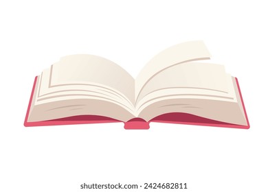 Vector flat cartoon open book on white background vector illustration