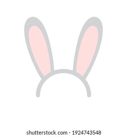 Vector flat cartoon rabbit bunny ears hair bezel isolated on white background