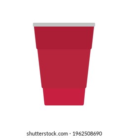 Vector flat cartoon red disposable cup isolated on white background