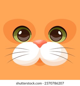 Vector flat cartoon red kawaii kitten. Cat face. Minimalist vector illustration. For a pet store, grooming services, cat salon. Banner, postcard, poster