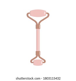 Vector flat cartoon rose quartz massage roller isolated on white background