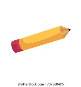 vector flat cartoon school yellow red colored sharpened pencil. Isolated illustration on a white background. School supplies tool, back to school design concept.