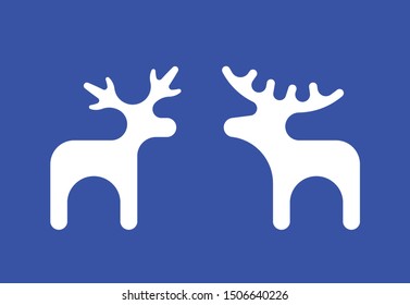 Vector flat cartoon silhouette of deer and elk. Deer and elk logo design. Christmas template banner background.