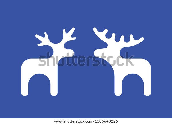 Vector Flat Cartoon Silhouette Deer Elk Stock Vector Royalty Free