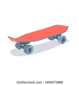 Vector flat cartoon skateboard ,longboard, pennyboard isolated on white background. handdrawn illustration.