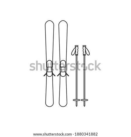 Vector flat cartoon skiing isolated on white background