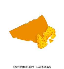 Vector flat cartoon slice of cheese with place for text