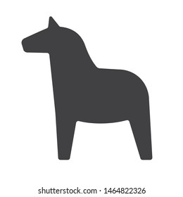 Vector flat cartoon Swedish Scandinavian horse toy icon isolated on white background