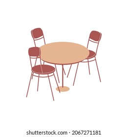 Vector flat cartoon table and chairs isolated on empty background-furniture,room interior elements,home life comfort concept,web site banner ad design