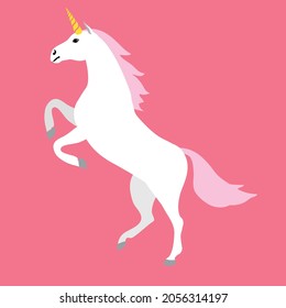Vector flat cartoon unicorn isolated on pink background