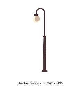 vector flat cartoon urban cityscape object - vintage streetlight, retro street lamp, lamppost lantern. Isolated illustration on a white background.
