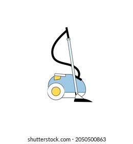 Vector flat cartoon vacuum cleaner isolated on empty background-modern home appliances and house cleaning concept,web site banner ad design