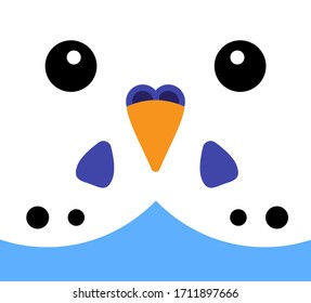 Vector Flat Cartoon White Blue Budgie Parrot Face