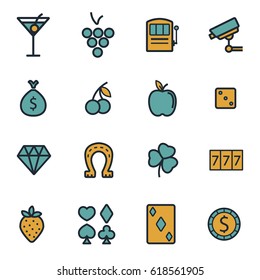 Vector flat casino icons set on white background