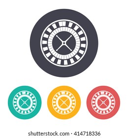 Vector Flat Casino Roulette Wheel Icon With Set Of 3 Colors 