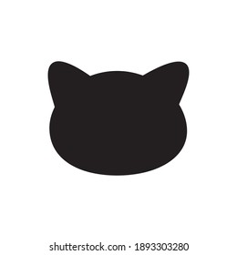Vector flat cat head silhouette isolated on white background