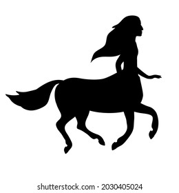 Vector flat centaur silhouette isolated on white background