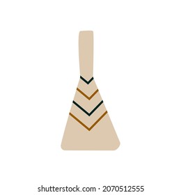 Vector flat ceramic vase, isolated for flowers on a white background. Natural colors simple style.