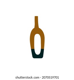 Vector flat ceramic vase, isolated for flowers on a white background. Natural colors simple style.