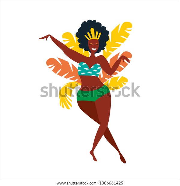 ベクターフラット文字 リオデジャネイロのカーニバルのブラジルのサンバダンサー お祭り気分のスーツを着た女の子 ベクター画像 イラトス のベクター画像素材 ロイヤリティフリー