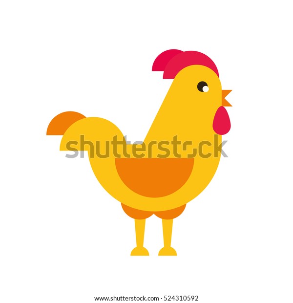 ベクターフラットキャラクター漫画のおかしな鶏の鶏の鳴き声 のベクター画像素材 ロイヤリティフリー