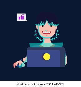 vector flat character of a person who is experiencing up trading