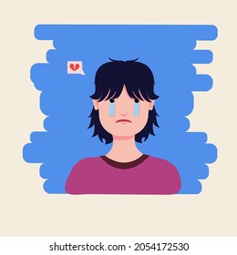 vector flat character with sad face