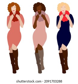 conjunto de chicas con estilo de carácter plano vectorial