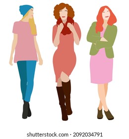 conjunto de chicas con estilo de carácter plano vectorial