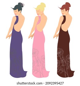 conjunto de chicas con estilo de carácter plano vectorial