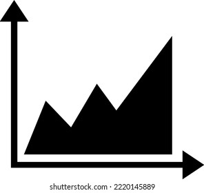 Vector flat chart diagram icon set illustration. Black column with arrow, line and area pictogram isolated on white 