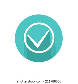 Vector flat check icon on white background