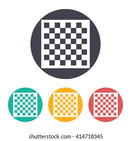 Vector flat checkers board icon with set of 3 colors 