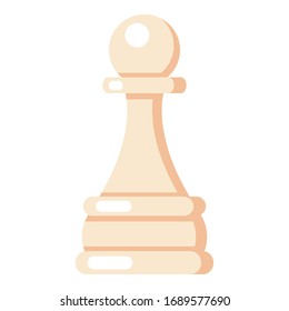 Vector Flat Chess Pawn Icon on White Background