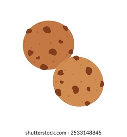 Vector flat Christmas chocolate cookies isolated on white background.	