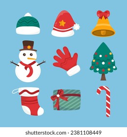 Vector flat christmas element collection