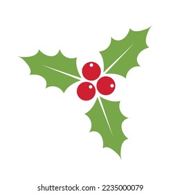 Vector flat Christmas holly berry isolated on white background