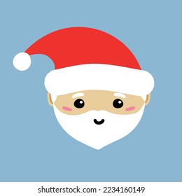 Vector plana Navidad Santa Claus enfrenta aislamiento en fondo azul