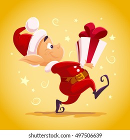Vector flat christmas santa claus elf character portrait isolated. Cartoon style illustration. Happy New Year, Merry Xmas design element. Good for congratulation card, banner, flayer, leaflet, poster.