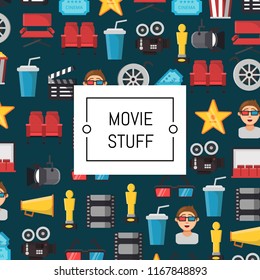 Vector flat cinema icons background banner and web page with place for text illustration