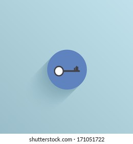 Vector flat circle icon on blue background. Eps10