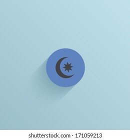 Vector flat circle icon on blue background. Eps10