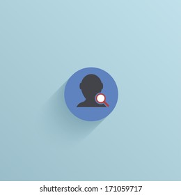 Vector flat circle icon on blue background. Eps10