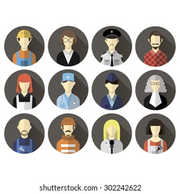 Vector flat circle professions