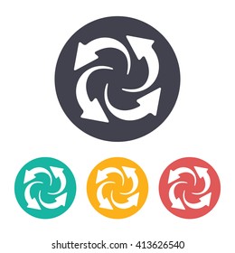 Vector flat circle round arrows for business, diagram with set of 3 colors 