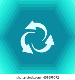 Vector flat circle round arrows for business, diagram on hexagonal background 