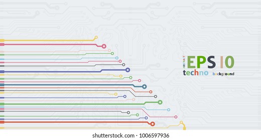 Vector flat circuit board illustration. Vector microchip background