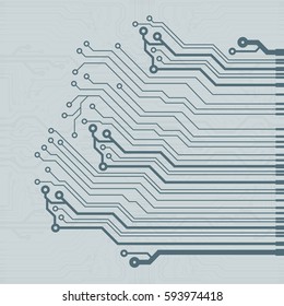 Vector flat circuit board illustration. Vector microchip background