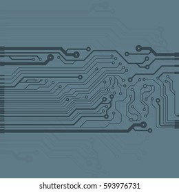 Vector flat circuit board illustration. Vector microchip background