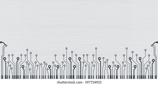 Vector flat circuit board illustration. Vector microchip background